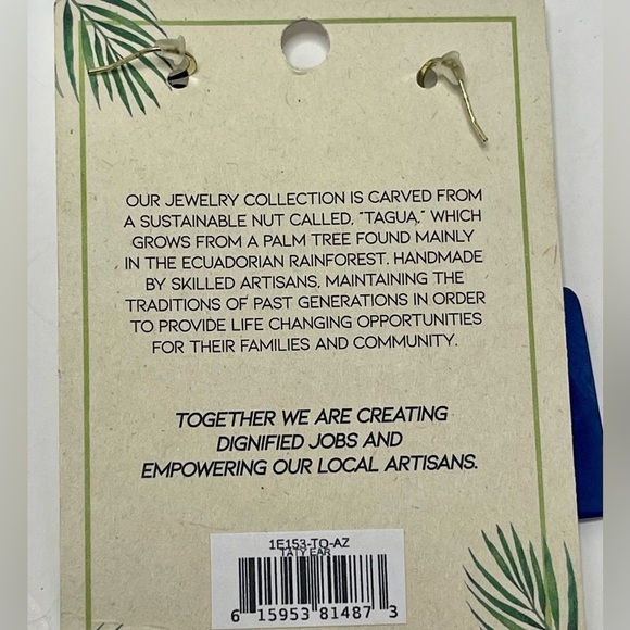 Tagua Nut Artisan Made Fair Trade Sustainable Geometric Earrings.​​ New with Tag - Picture 4 of 4